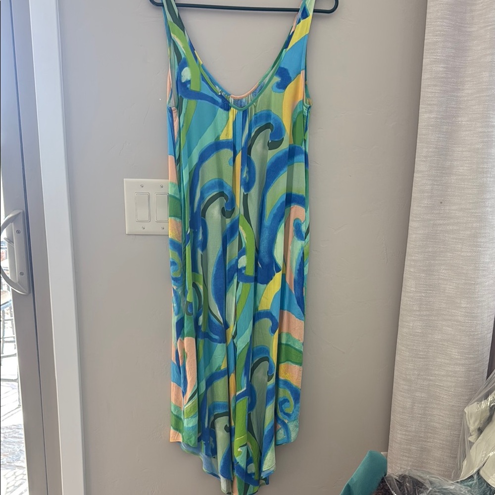 Jams World Asymmetrical Dress in Blue and Green